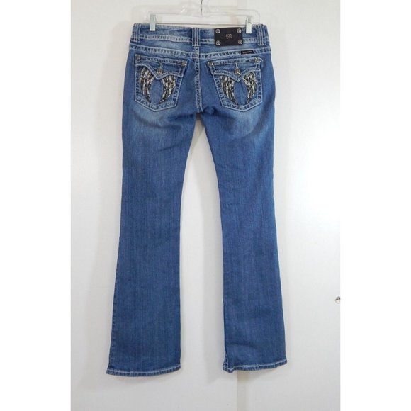 MISS ME JEANS boot bootcut wings bling rhinestones JP6086B2 western cowgirl 29 - Picture 1 of 7